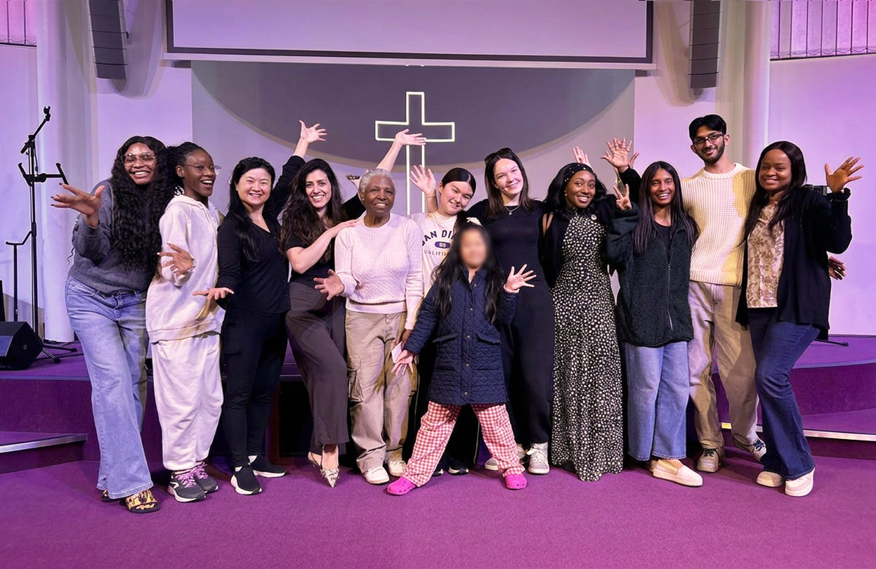 Group photo on stage at the Miquel Brown vocal masterclass at Cornerstone